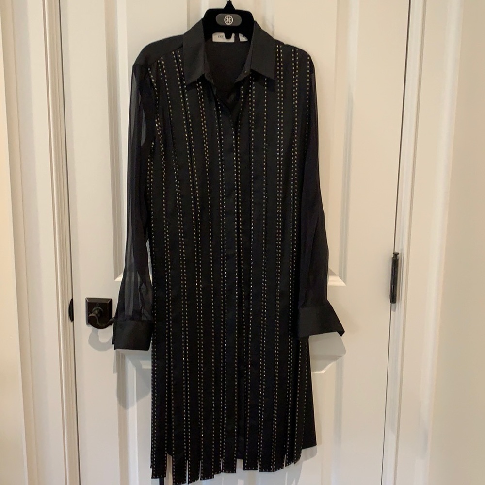 Per se silk shift dress with belt